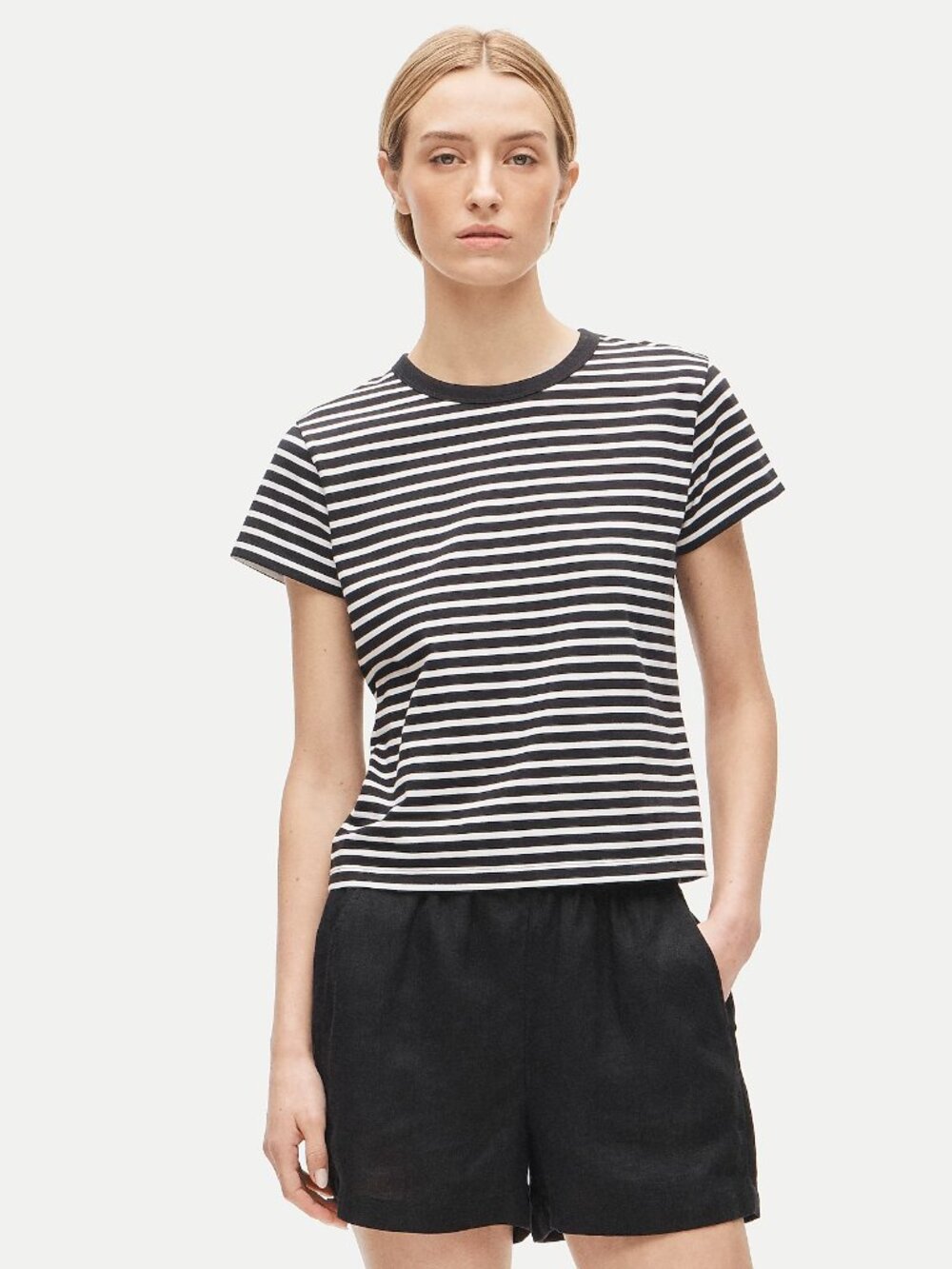 J. Crew black & white stripped Crew Neck T shirt